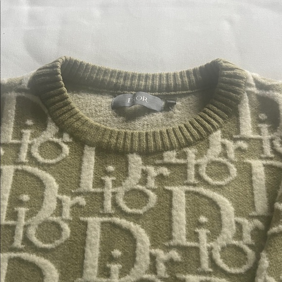 Dior Olive and Cream Logo Sweater - Picture 2 of 3